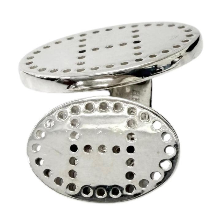 Great HERMES Cufflinks cufflinks Evelyn H logo design Silver AG925 mens