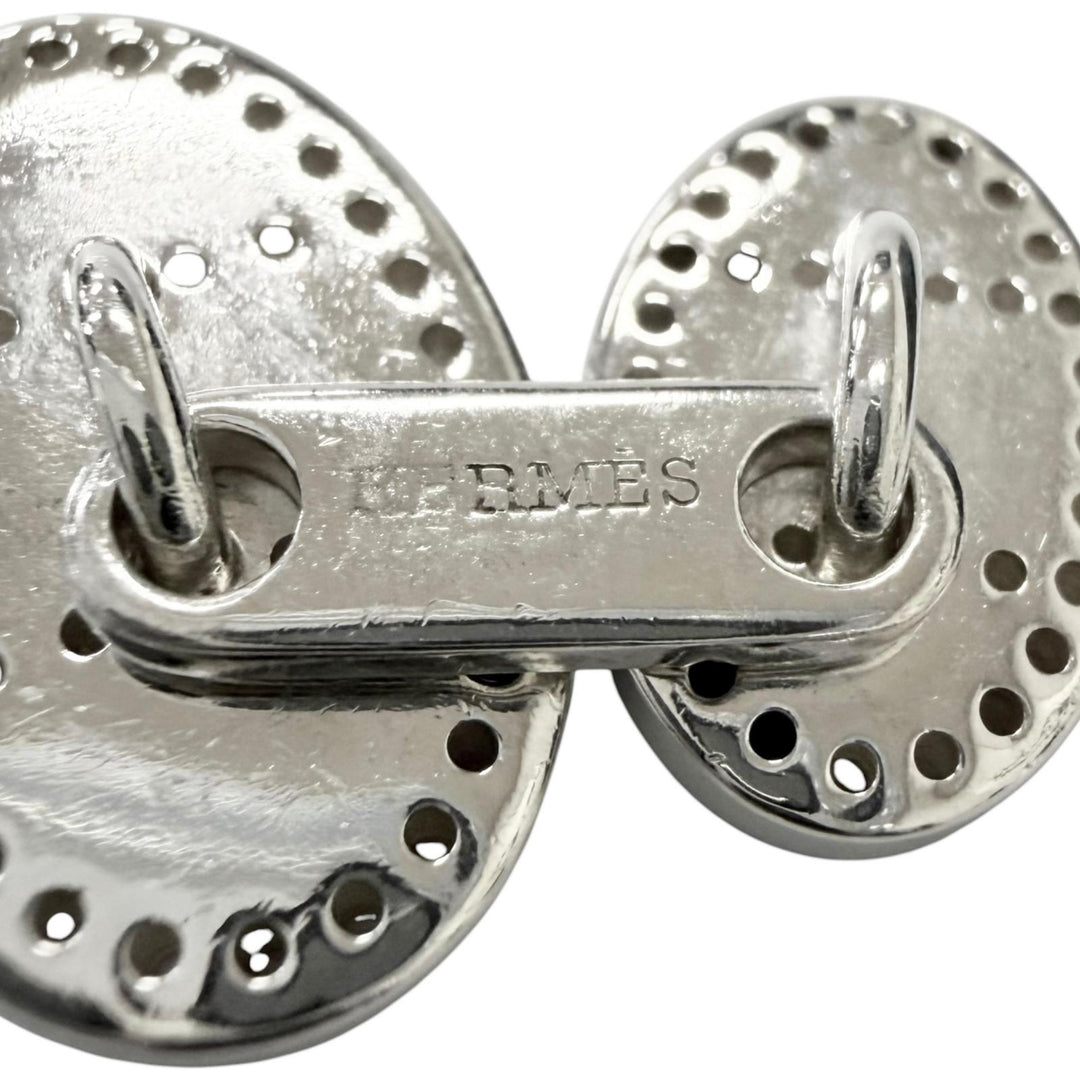 Great HERMES Cufflinks cufflinks Evelyn H logo design Silver AG925 mens