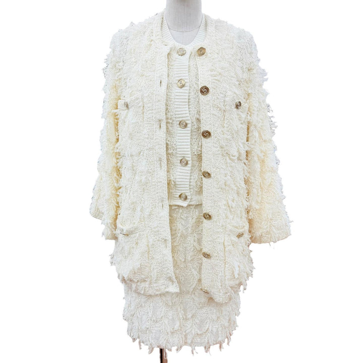 CHANEL 21S Runway Complete 3-Piece Look Cardigan Vest Skirt 36/36/38