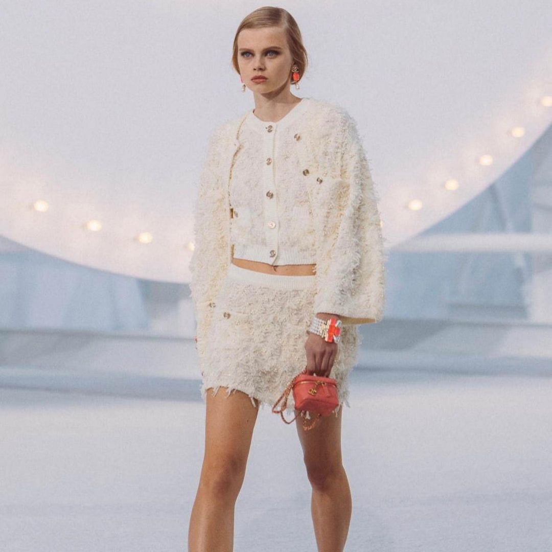 CHANEL 21S Runway Complete 3-Piece Look Cardigan Vest Skirt 36/36/38