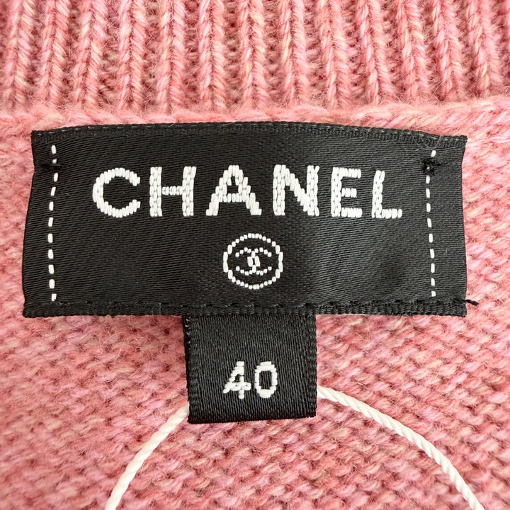 Pristine CHANEL cardigan pink cashmere Women 40 P77545