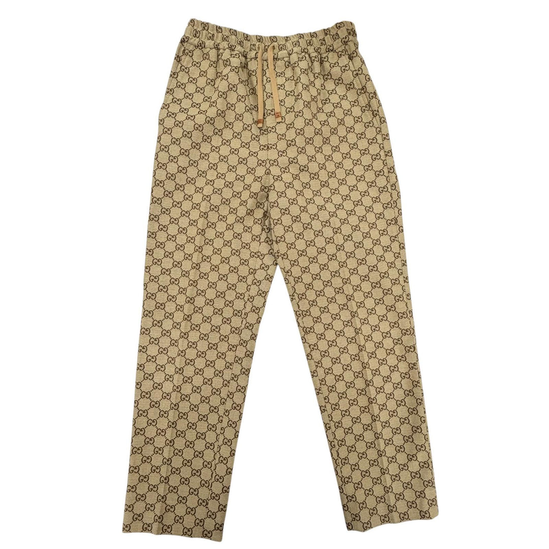Excellent GUCCI Pants Logo button, all-over GG pattern Brown cotton 44 755210
