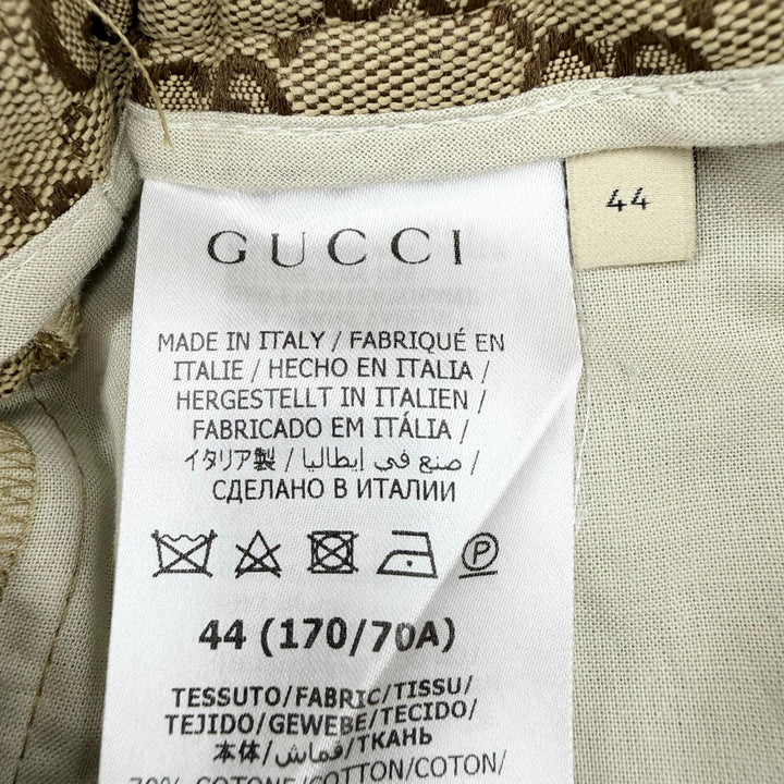 Excellent GUCCI Pants Logo button, all-over GG pattern Brown cotton 44 755210