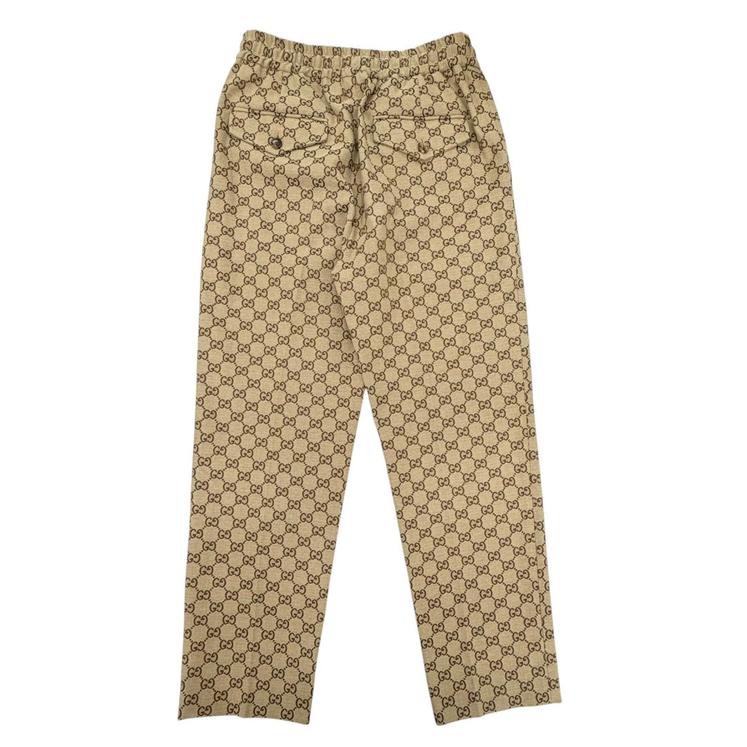 Excellent GUCCI Pants Logo button, all-over GG pattern Brown cotton 44 755210