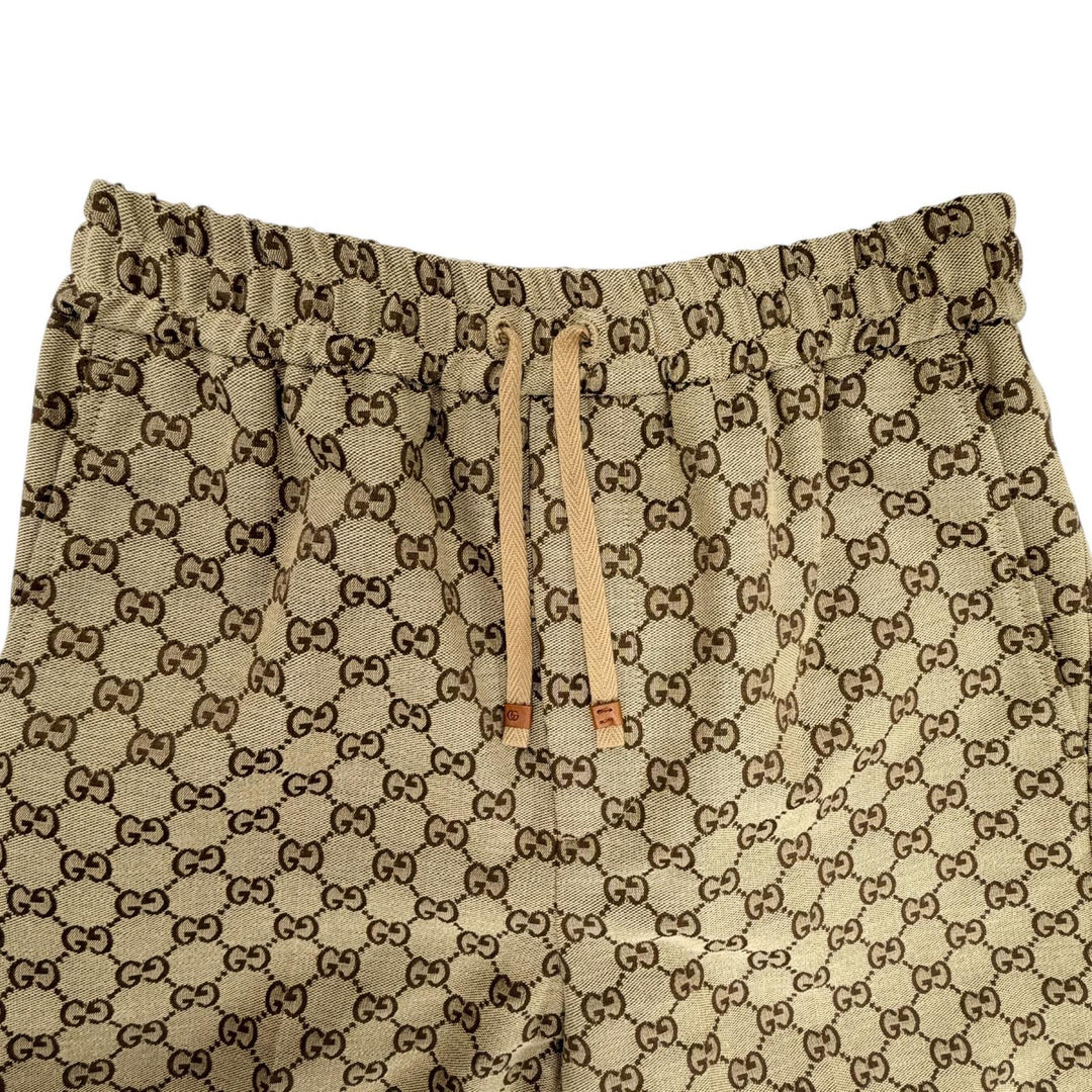 Excellent GUCCI Pants Logo button, all-over GG pattern Brown cotton 44 755210