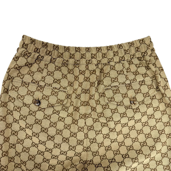 Excellent GUCCI Pants Logo button, all-over GG pattern Brown cotton 44 755210