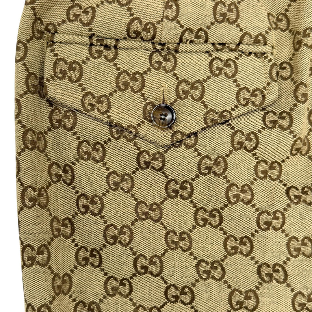 Excellent GUCCI Pants Logo button, all-over GG pattern Brown cotton 44 755210