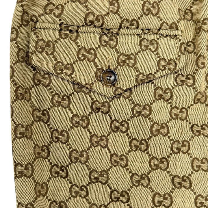 Excellent GUCCI Pants Logo button, all-over GG pattern Brown cotton 44 755210