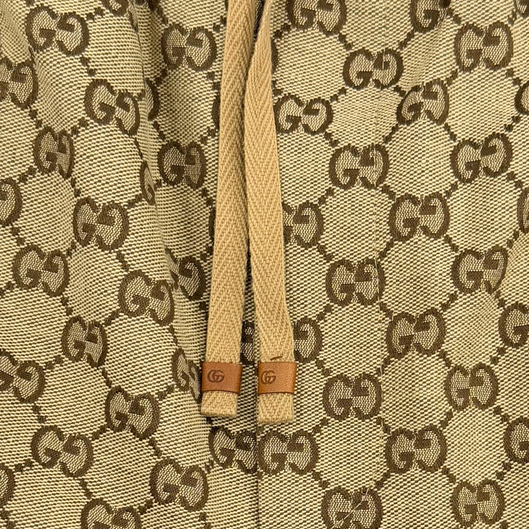 Excellent GUCCI Pants Logo button, all-over GG pattern Brown cotton 44 755210