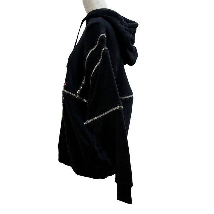 Excellent GUCCI hoodie Zip-up design logo hoodie black cotton Women XS 718409