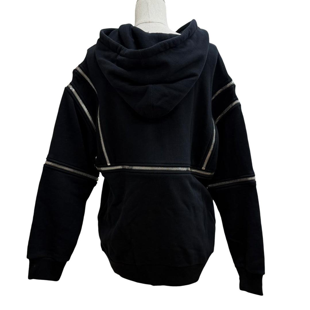 Excellent GUCCI hoodie Zip-up design logo hoodie black cotton Women XS 718409
