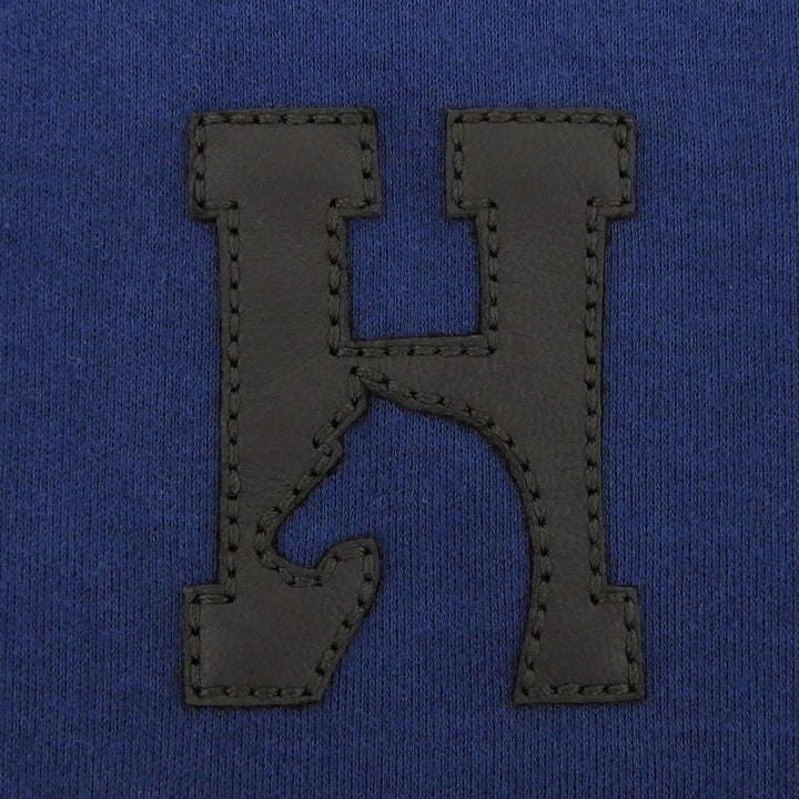 Pristine HERMES Short sleeve T-shirt Leather H Logo Crew Neck Navy L H657800HA60