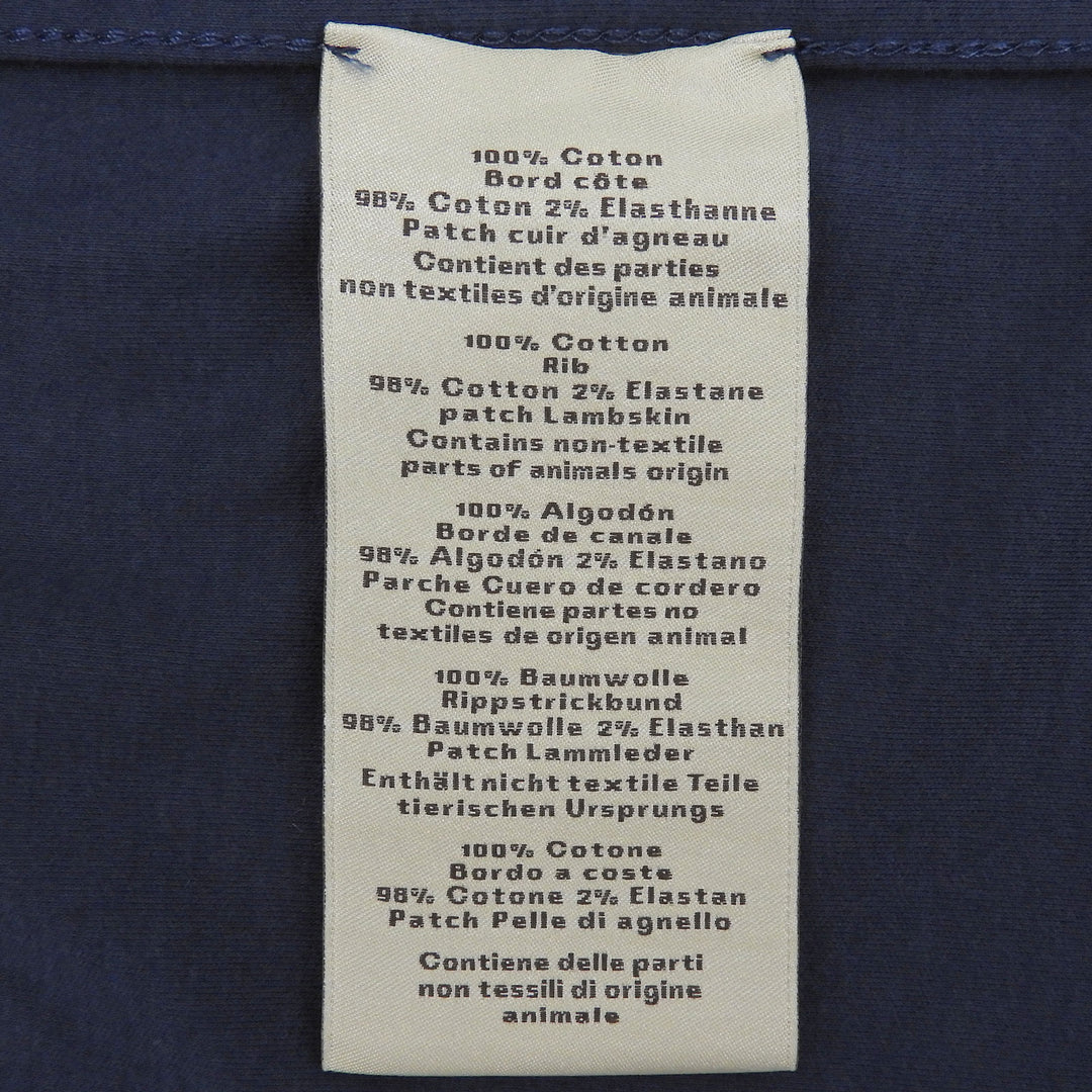 Pristine HERMES Short sleeve T-shirt Leather H Logo Crew Neck Navy L H657800HA60