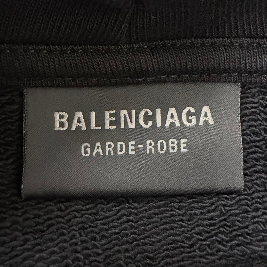 Pristine BALENCIAGA hoodie GARDE-ROBE Pullover black cotton