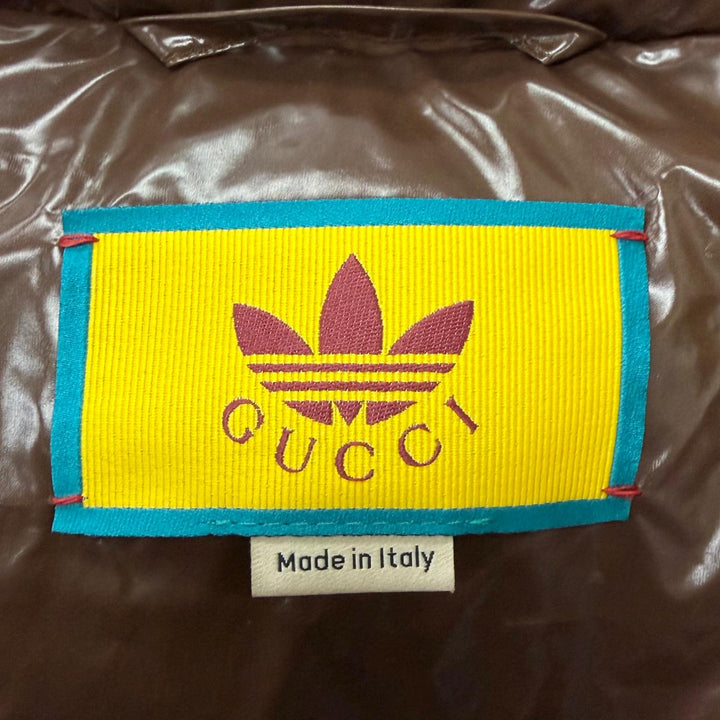 Excellent GUCCI adidas Down vest Web Line Three Stripes Brown Nylon mens
