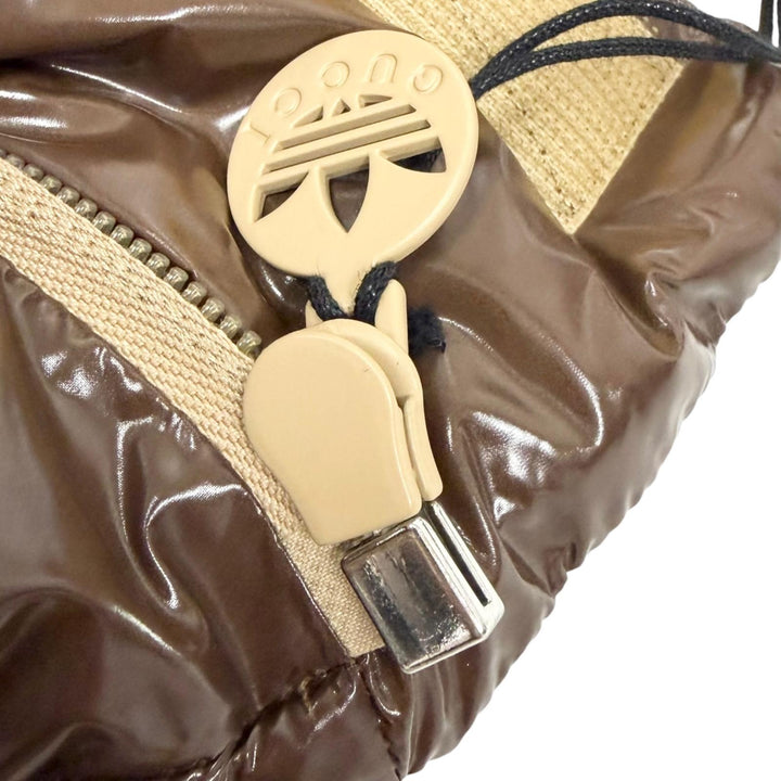 Excellent GUCCI adidas Down vest Web Line Three Stripes Brown Nylon mens