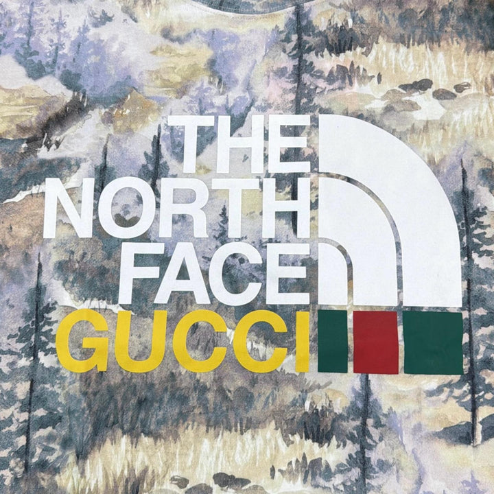 Pristine GUCCI×THE NORTH FACE Short sleeve T-shirt Forest Print Multi 672475