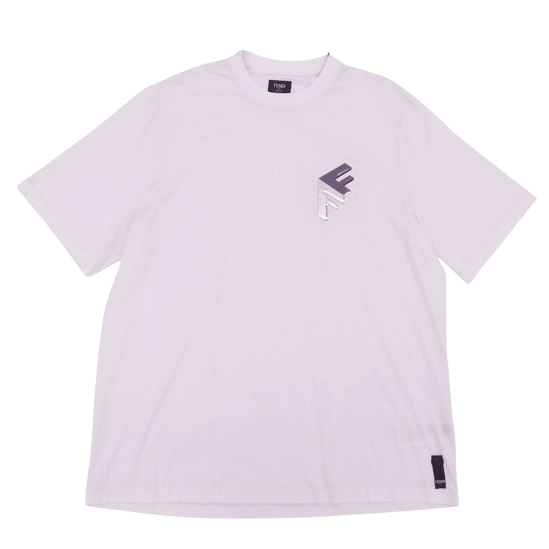 Pristine FENDI Short sleeve T-shirt FF logo crew neck pink cotton mens L FY1217