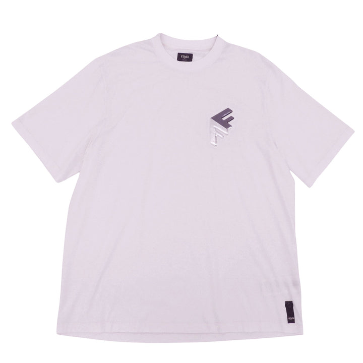Pristine FENDI Short sleeve T-shirt FF logo crew neck pink cotton mens L FY1217