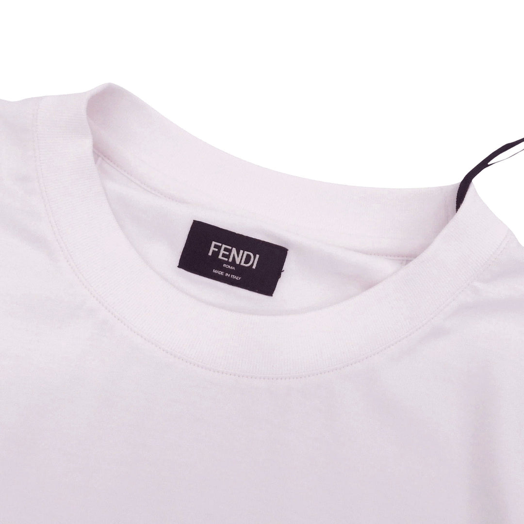 Pristine FENDI Short sleeve T-shirt FF logo crew neck pink cotton mens L FY1217