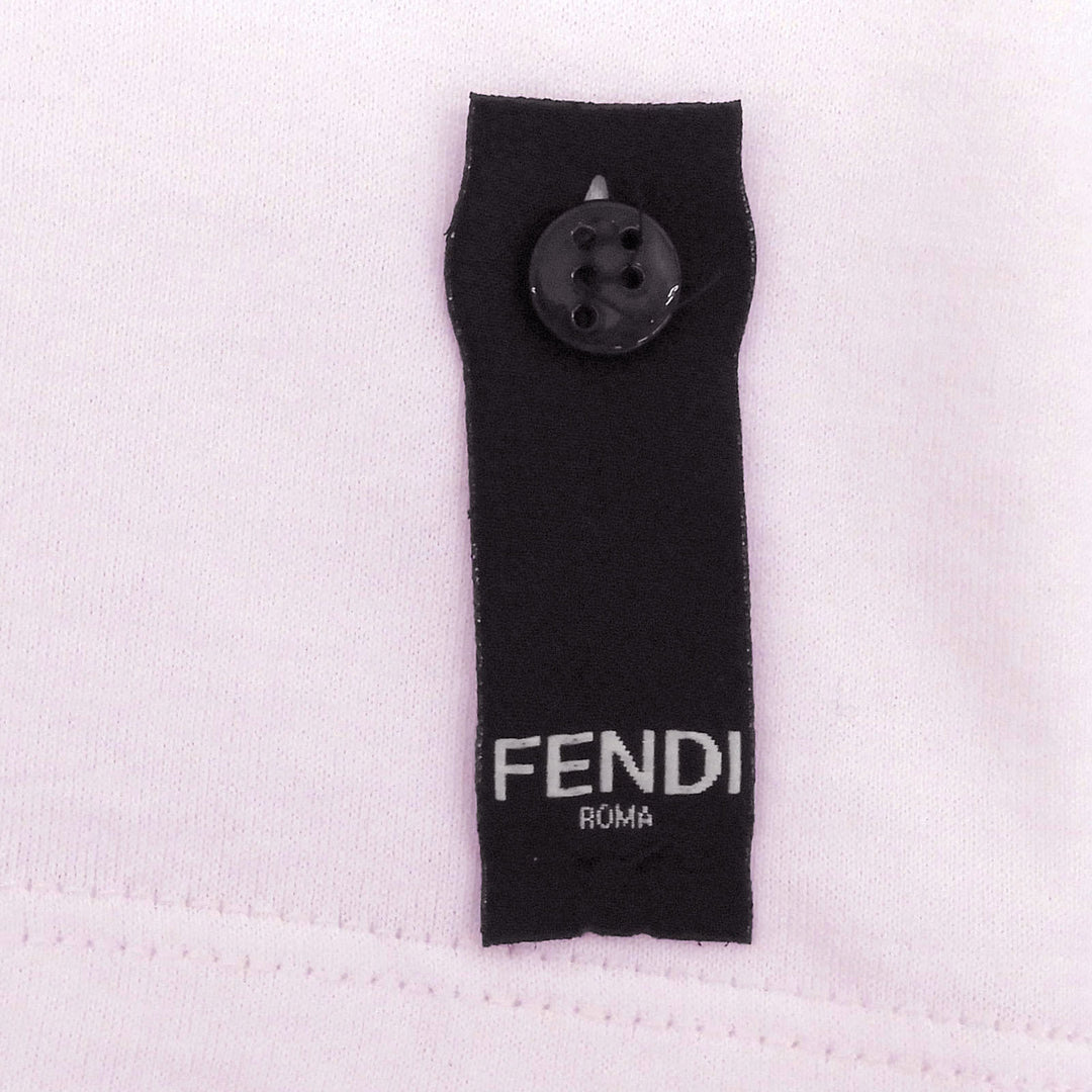 Pristine FENDI Short sleeve T-shirt FF logo crew neck pink cotton mens L FY1217