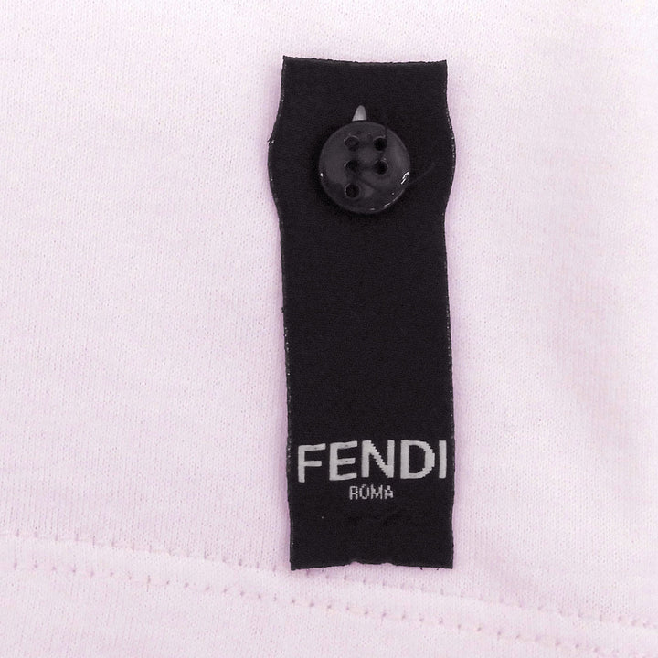 Pristine FENDI Short sleeve T-shirt FF logo crew neck pink cotton mens L FY1217