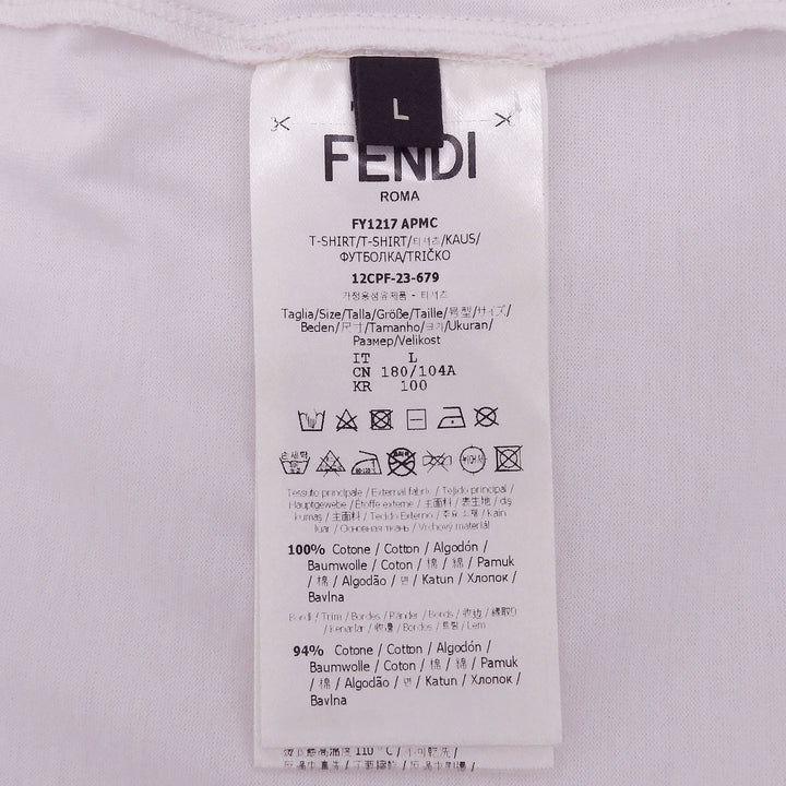 Pristine FENDI Short sleeve T-shirt FF logo crew neck pink cotton mens L FY1217