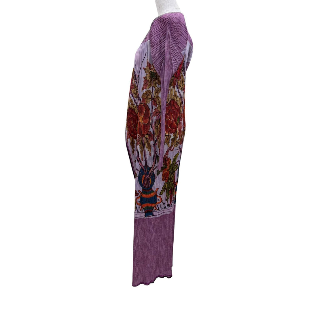 Excellent PLEATS PLEASE cardigan Peony print long length multicolor 3 PP84-JH517