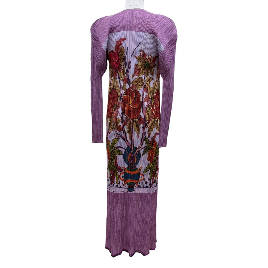 Excellent PLEATS PLEASE cardigan Peony print long length multicolor 3 PP84-JH517