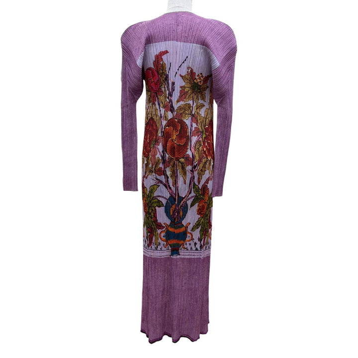 Excellent PLEATS PLEASE cardigan Peony print long length multicolor 3 PP84-JH517