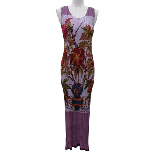 Excellent PLEATS PLEASE one piece Peony print Purple Women 3 PP84-JH516