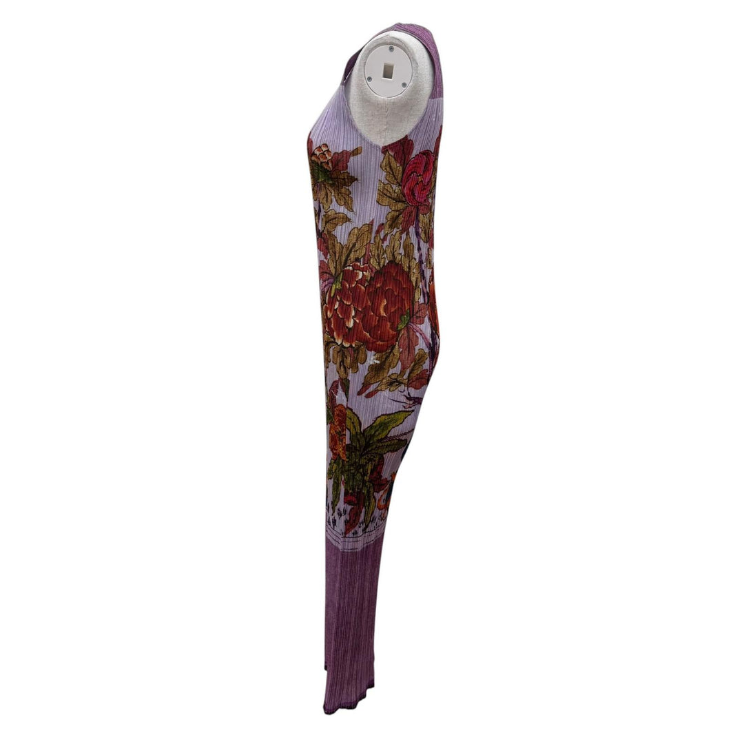 Excellent PLEATS PLEASE one piece Peony print Purple Women 3 PP84-JH516