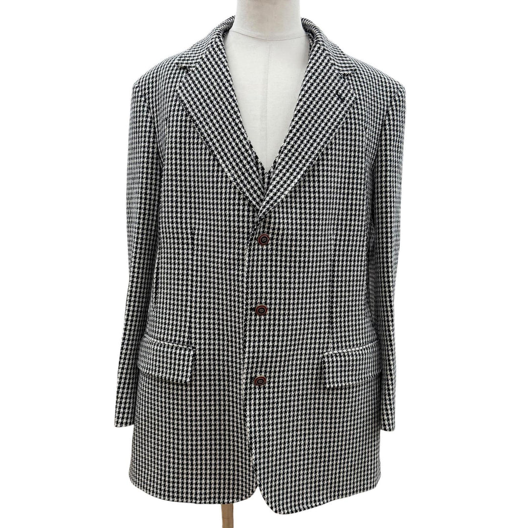 Excellent GUCCI ensemble Houndstooth pattern jacket and vest set black 48 541766