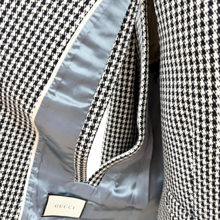 Excellent GUCCI ensemble Houndstooth pattern jacket and vest set black 48 541766