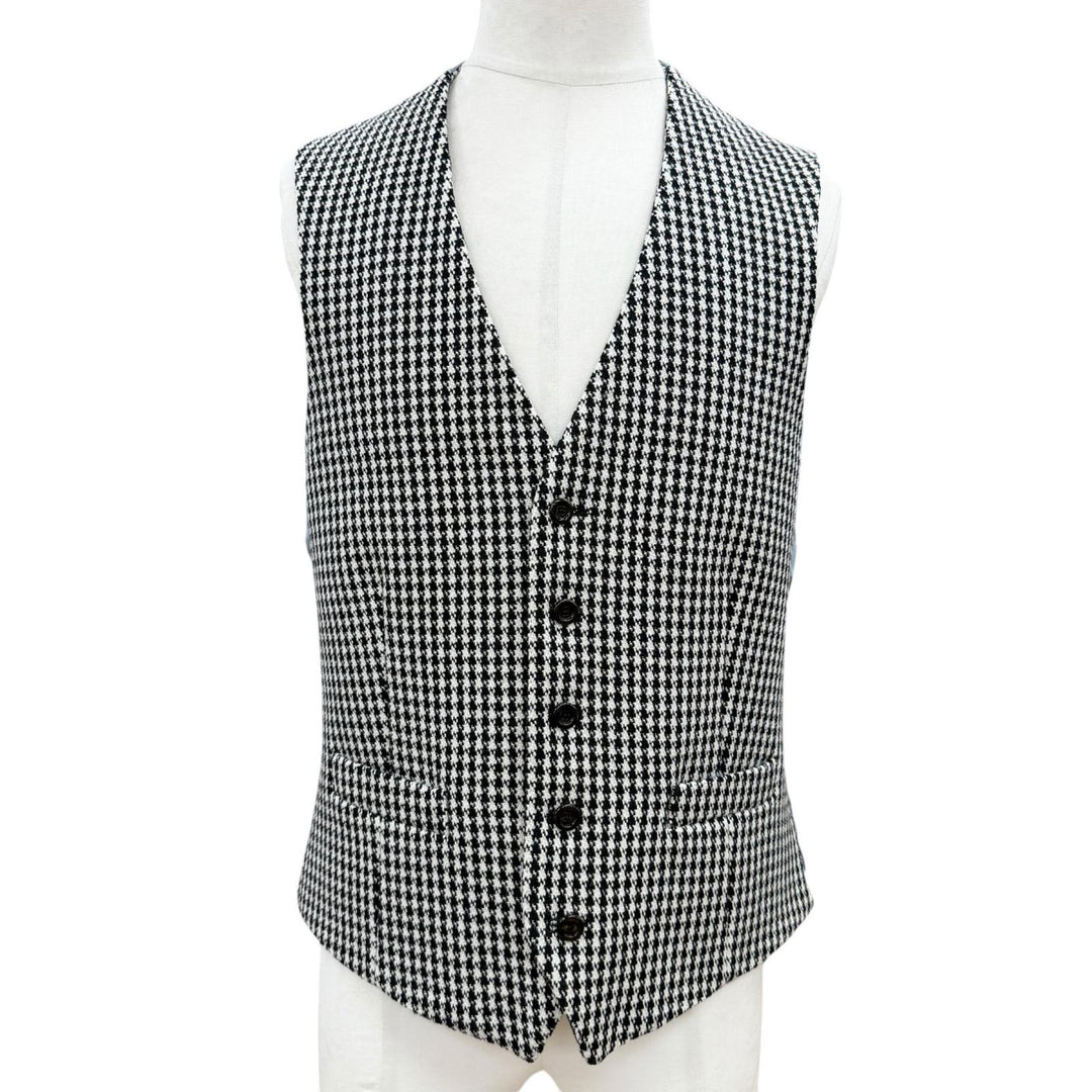 Excellent GUCCI ensemble Houndstooth pattern jacket and vest set black 48 541766