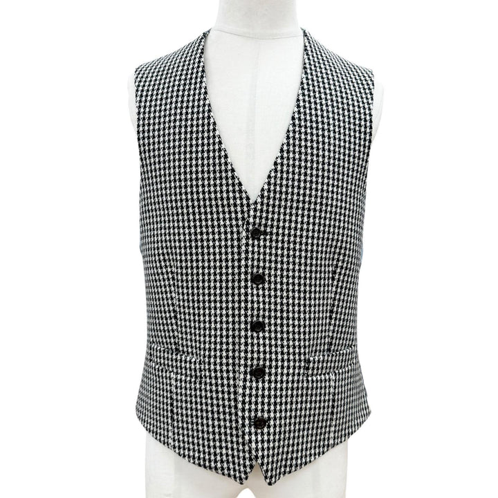 Excellent GUCCI ensemble Houndstooth pattern jacket and vest set black 48 541766
