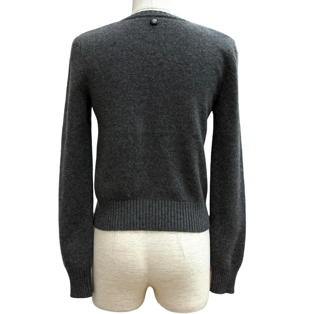 Excellent CHANEL knit gray cashmere Women 34 P57351