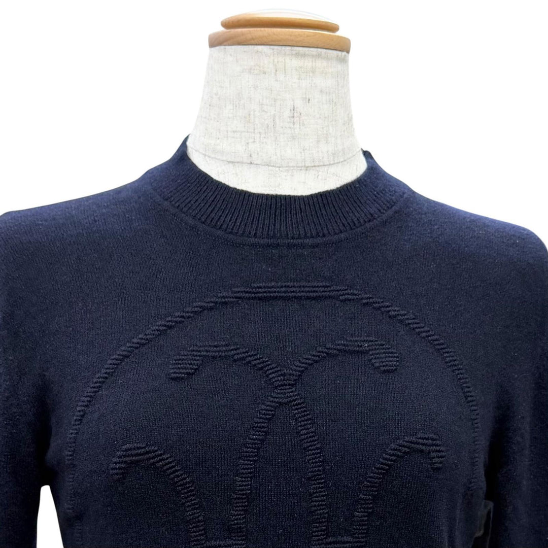 Great HERMES knit H-Lift Long Sleeve Knit Sweater Dark navy cashmere 34 4E2604D1