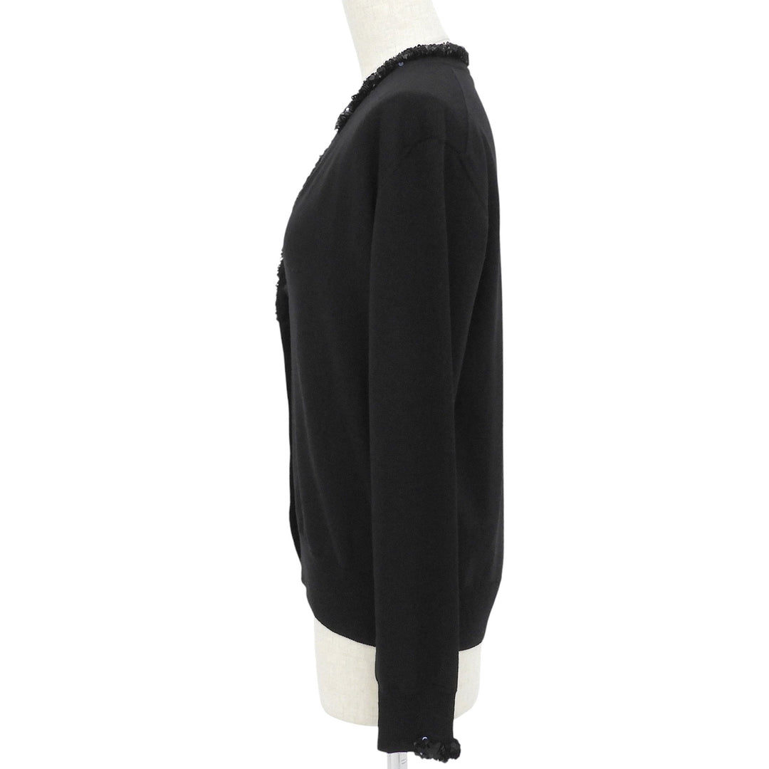 Excellent JIL SANDER cardigan With sequins black wool 32 J02Gold Plated0008