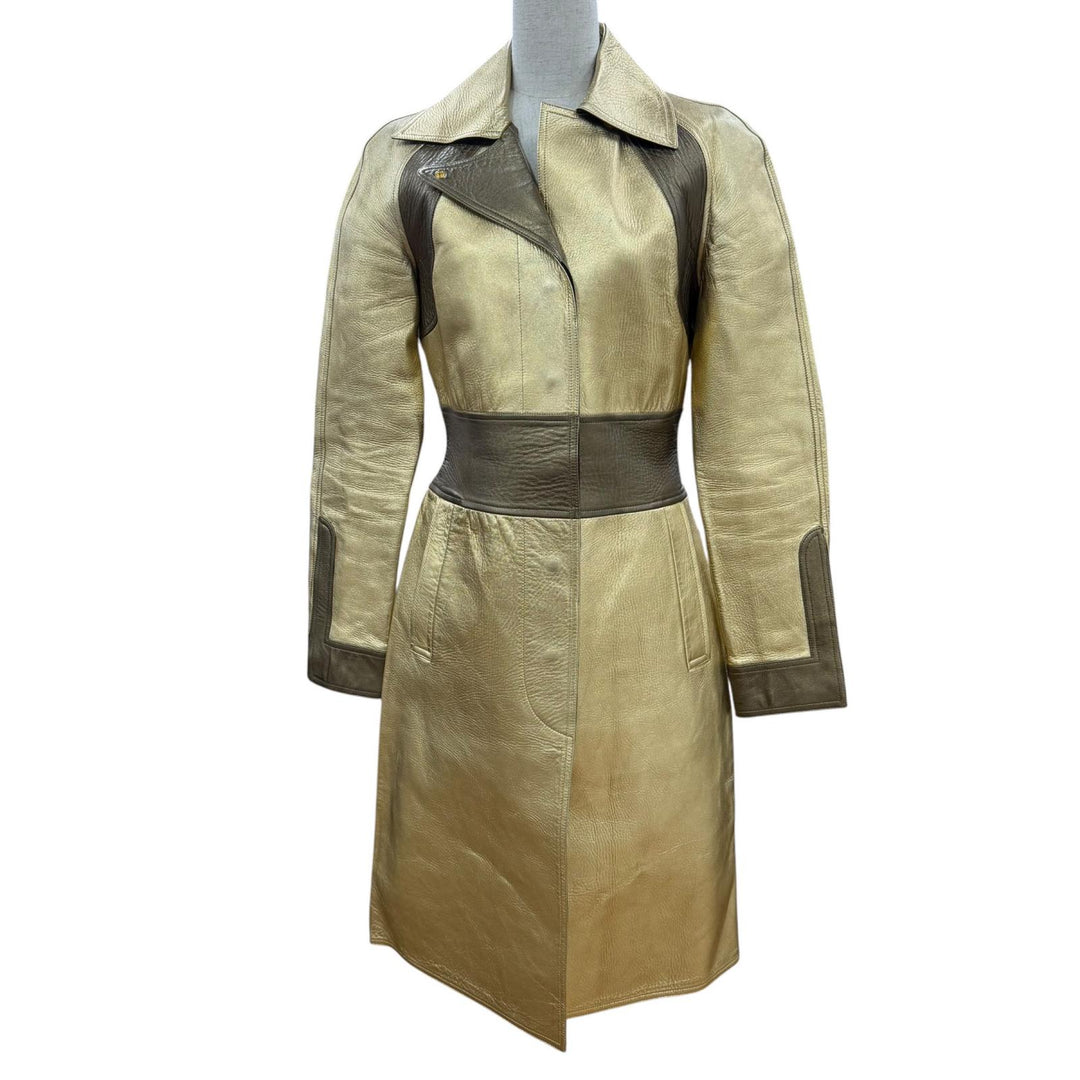 Very Good GUCCI coat Tom Ford era lambskin gold Sheep leather Women 42