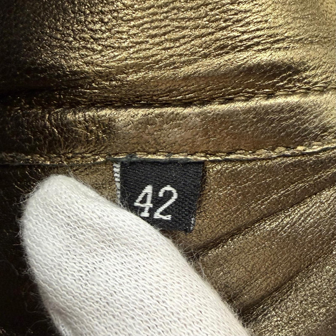Very Good GUCCI coat Tom Ford era lambskin gold Sheep leather Women 42