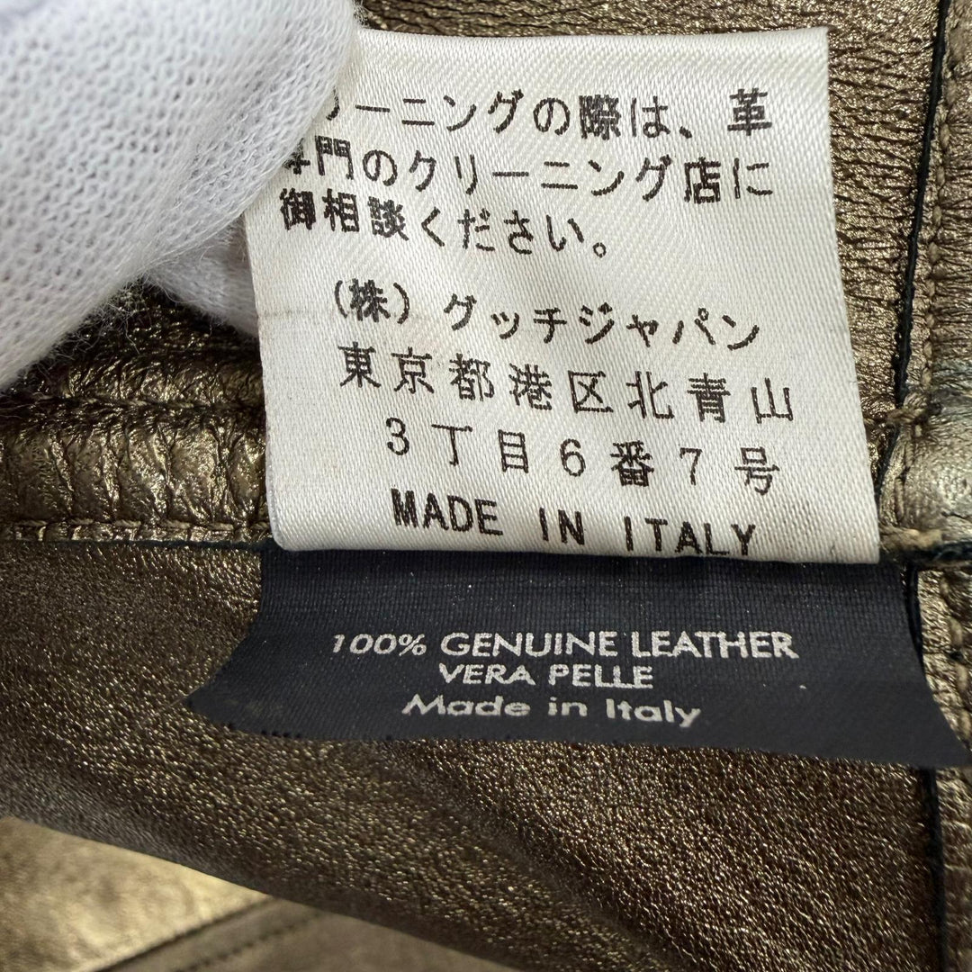Very Good GUCCI coat Tom Ford era lambskin gold Sheep leather Women 42