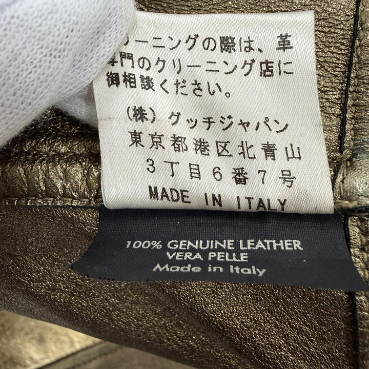Very Good GUCCI coat Tom Ford era lambskin gold Sheep leather Women 42