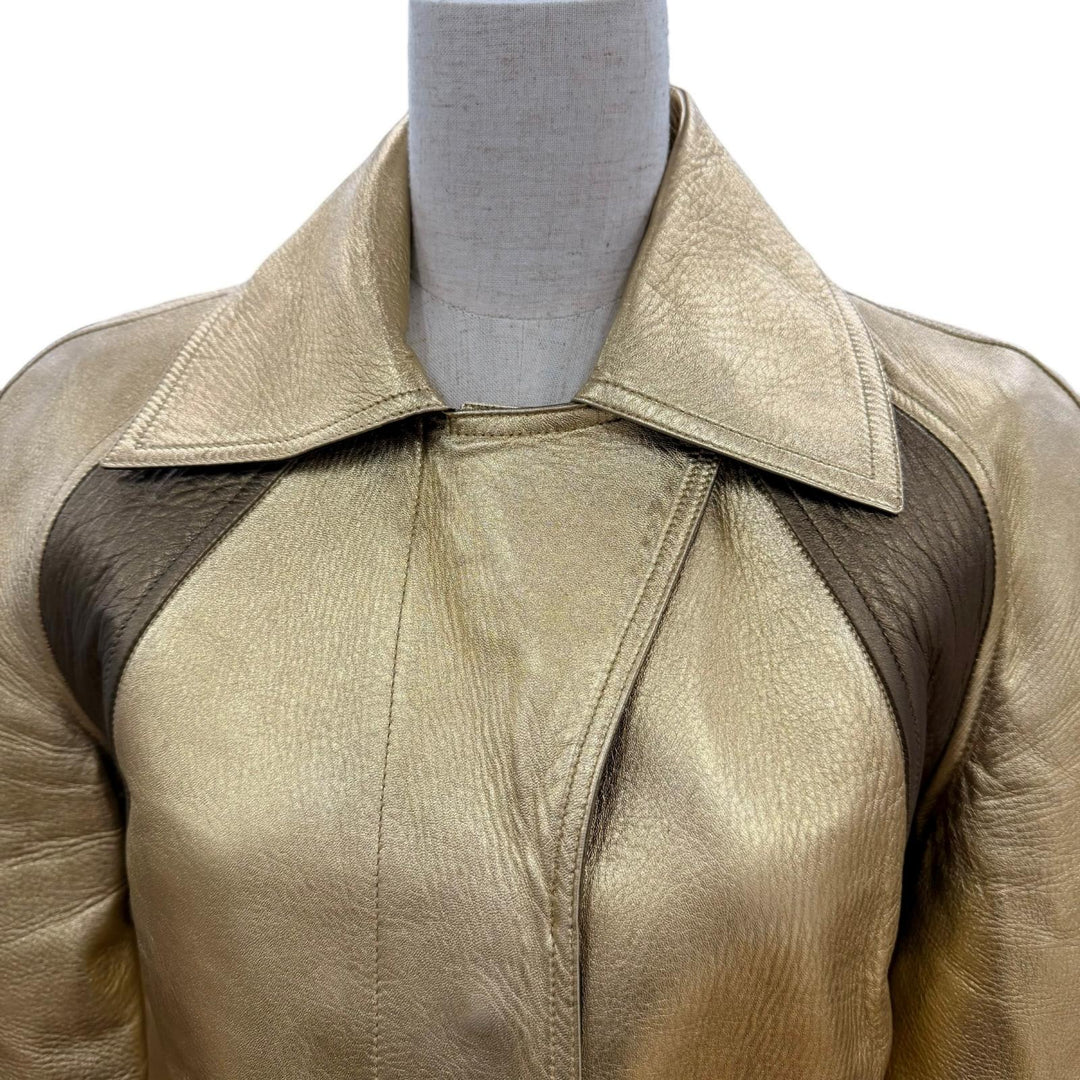 Very Good GUCCI coat Tom Ford era lambskin gold Sheep leather Women 42