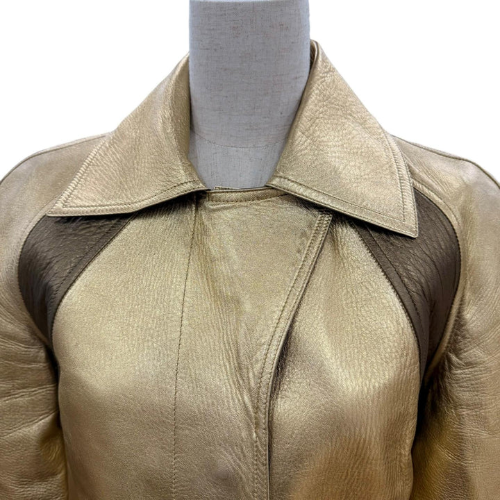 Very Good GUCCI coat Tom Ford era lambskin gold Sheep leather Women 42