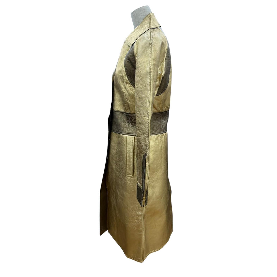 Very Good GUCCI coat Tom Ford era lambskin gold Sheep leather Women 42