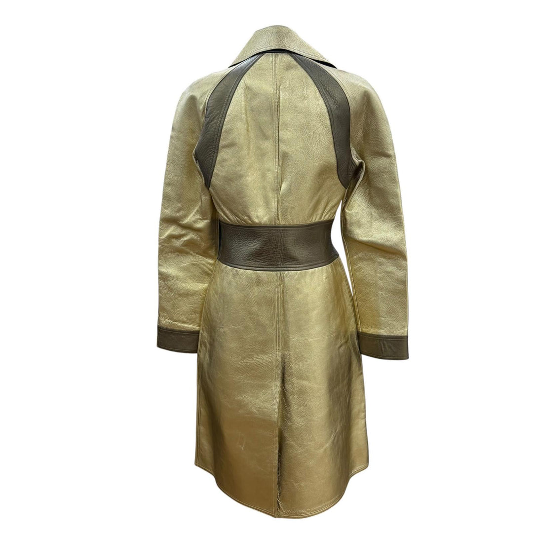 Very Good GUCCI coat Tom Ford era lambskin gold Sheep leather Women 42