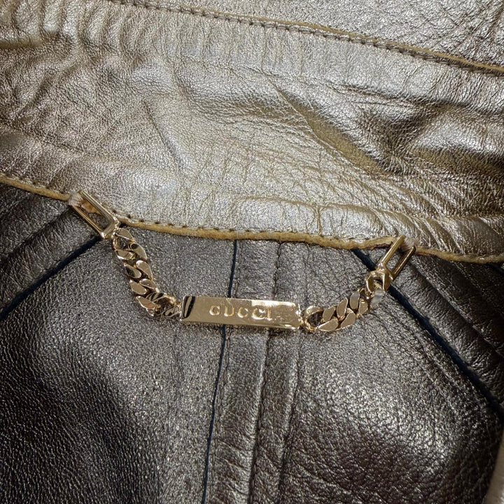 Very Good GUCCI coat Tom Ford era lambskin gold Sheep leather Women 42