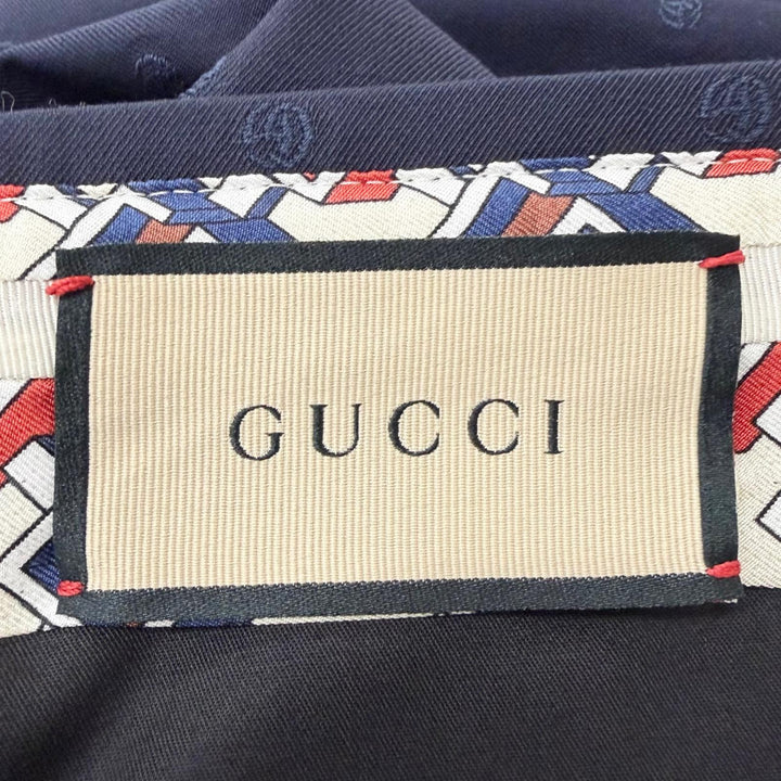 Excellent GUCCI Pants GG logo all-over print slacks/trousers Navy