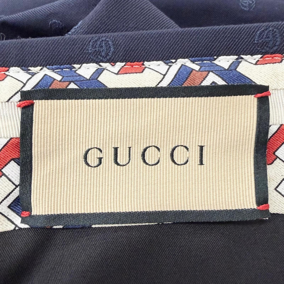 Excellent GUCCI Pants GG logo all-over print slacks/trousers Navy